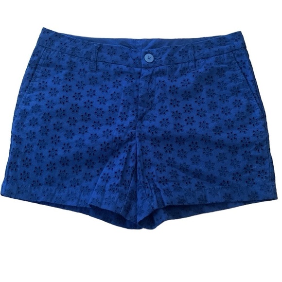 Faded Glory Blue‎ Eyelet Flowered Shorts Size 8 - Picture 1 of 4